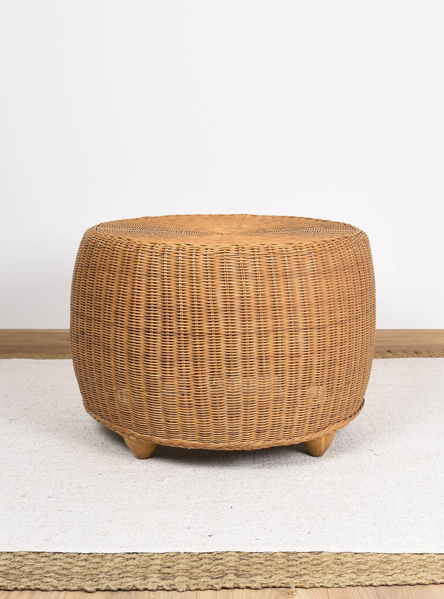 Vintage rattan and wicker coffee table