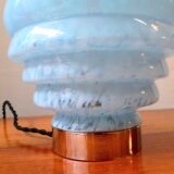 Art Deco table lamp in blue Clichy glass
