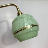 Vintage tulip wall lamp in mint green and gold Clichy glass