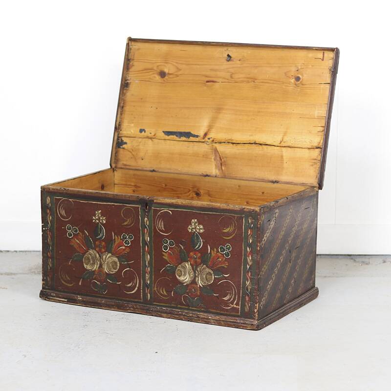 Folk art painted wedding chest