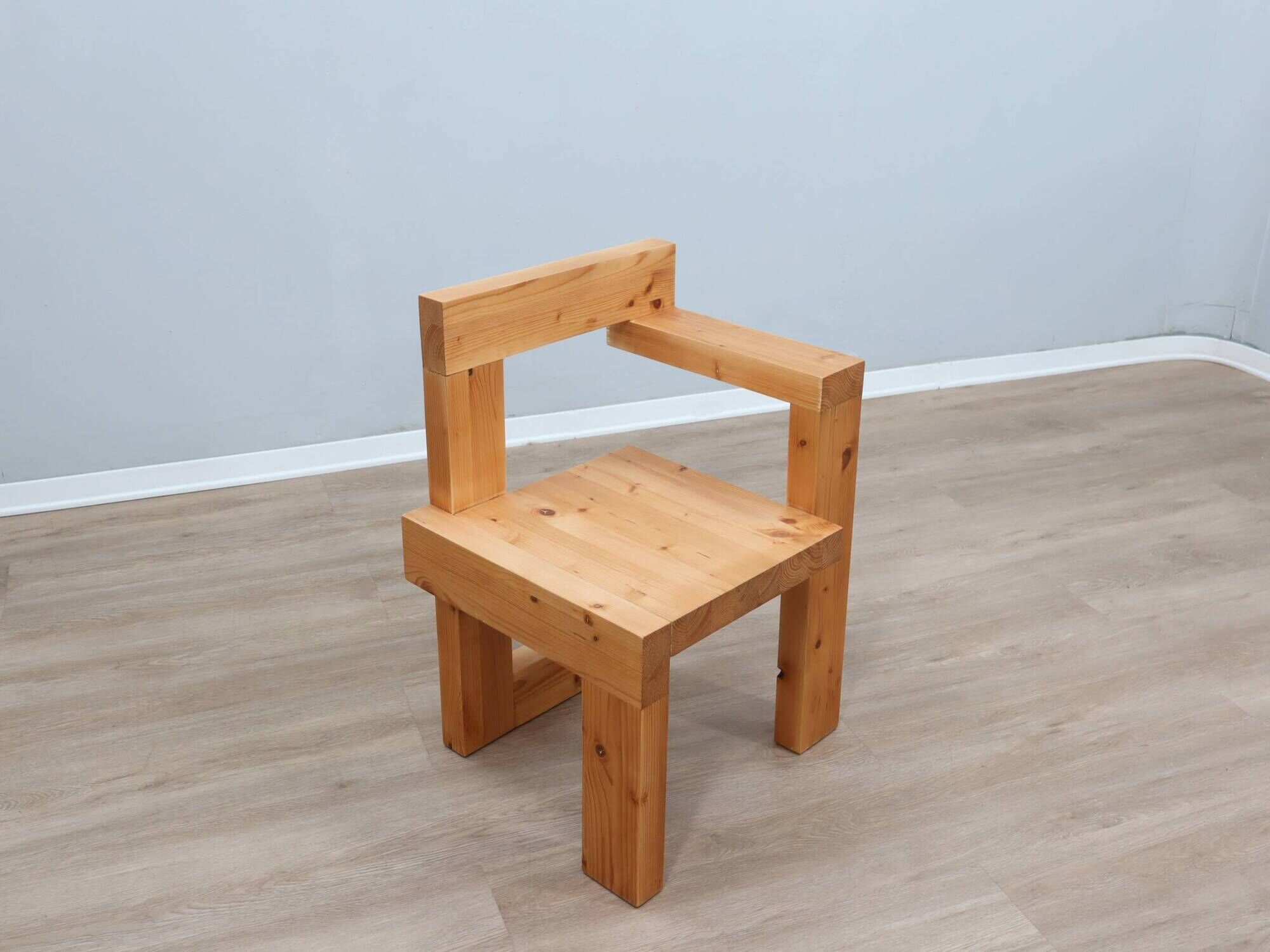 1980s Steltman Chair larch wood by Gerrit Rietveld