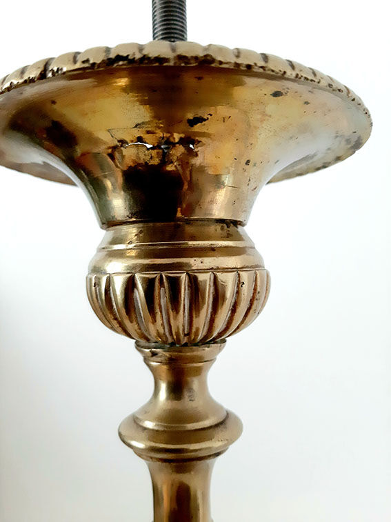 Old brass lamp foot candle holder