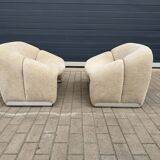 2x Artifort Groovy F598 Pierre Paulin, Pierre Frey: Chenille Igor (Sable)