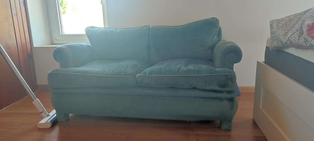 Blue velvet sofa - 1940-1950