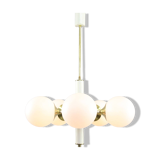 Mid-century Modern Italian Brass and Opaline Sputnik Chandelier