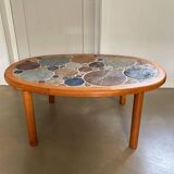 Ceramic and wooden side or coffee table, Tue Poulsen for Haslev, Denmark, 1960s