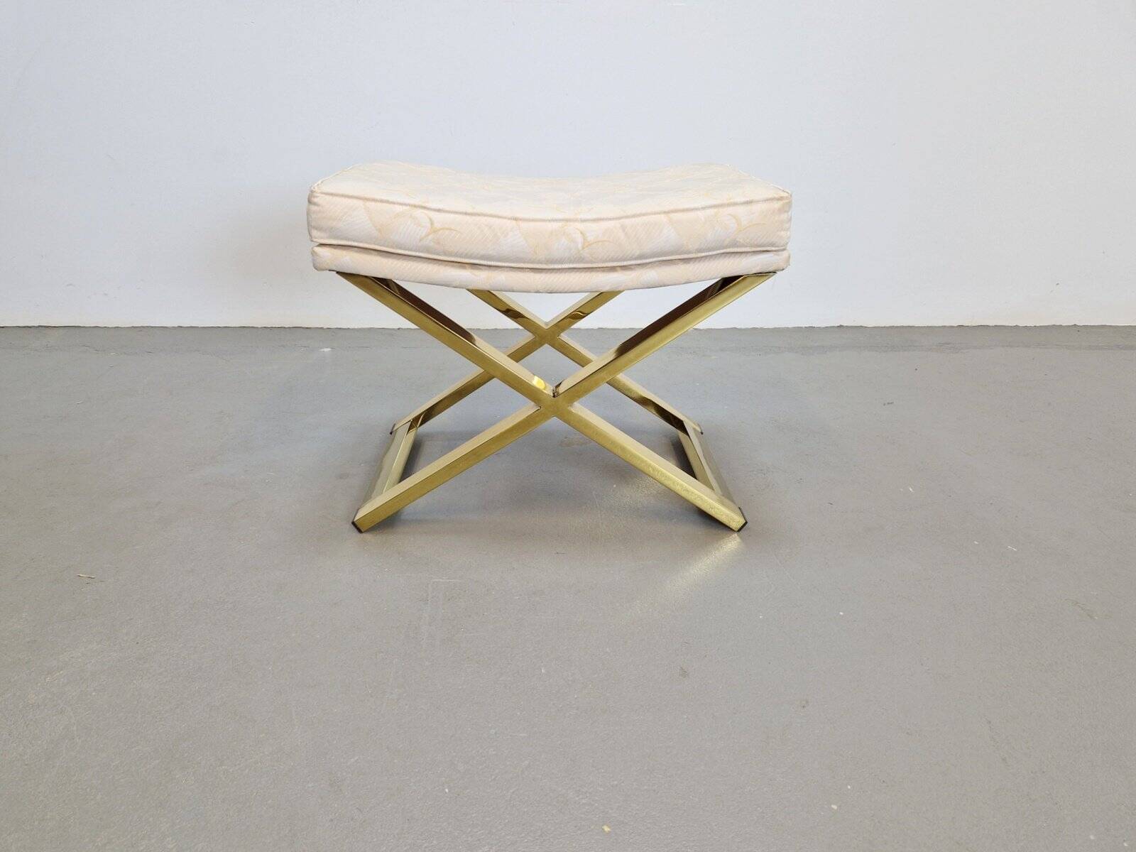 Vintage Regency Brass Cross Stool, Italy, 1970s