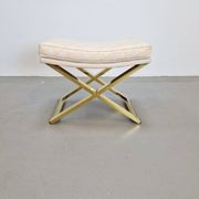 Vintage Regency Brass Cross Stool, Italy, 1970s