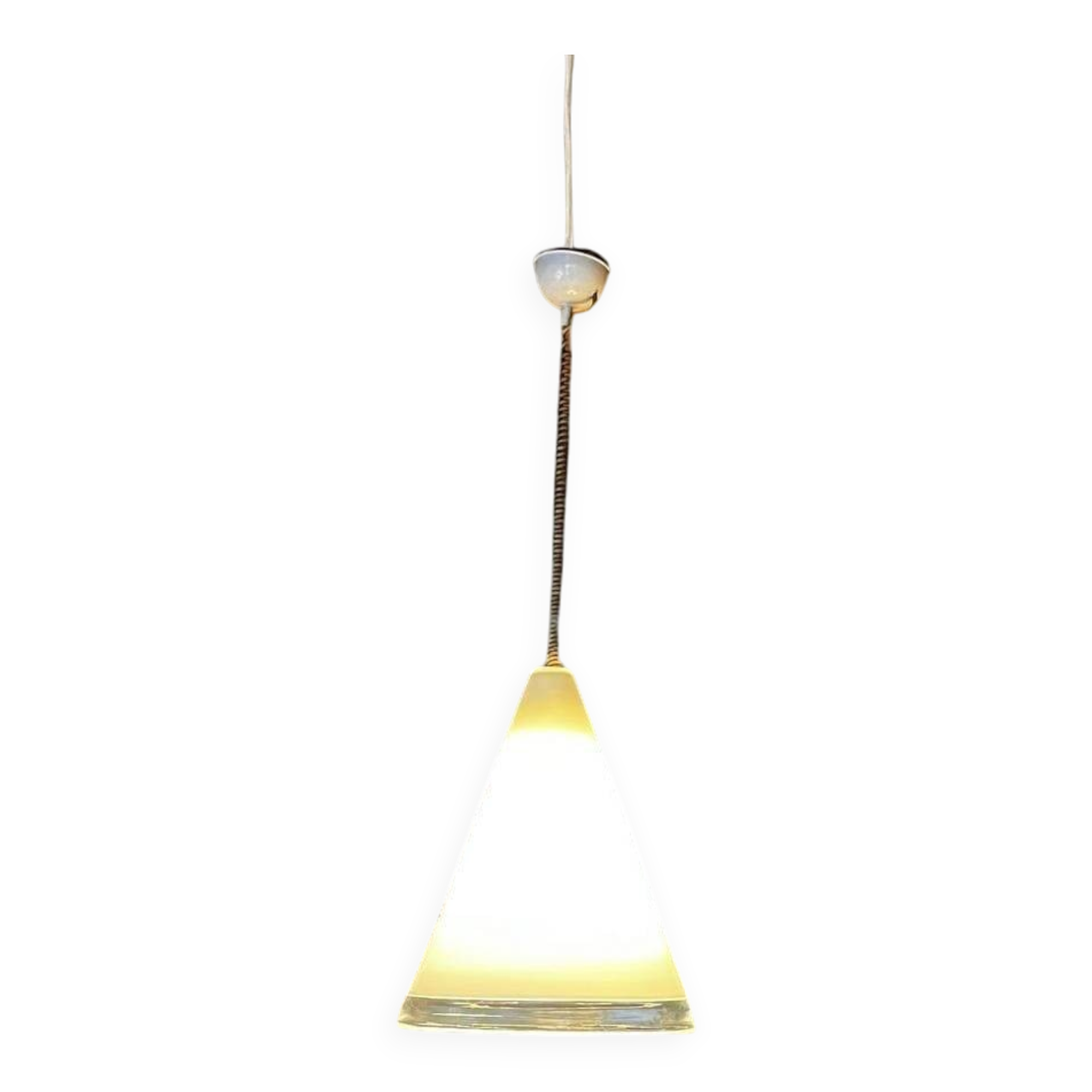 Vintage XL glass pendant light / cone / Renato Tosi for Leucos