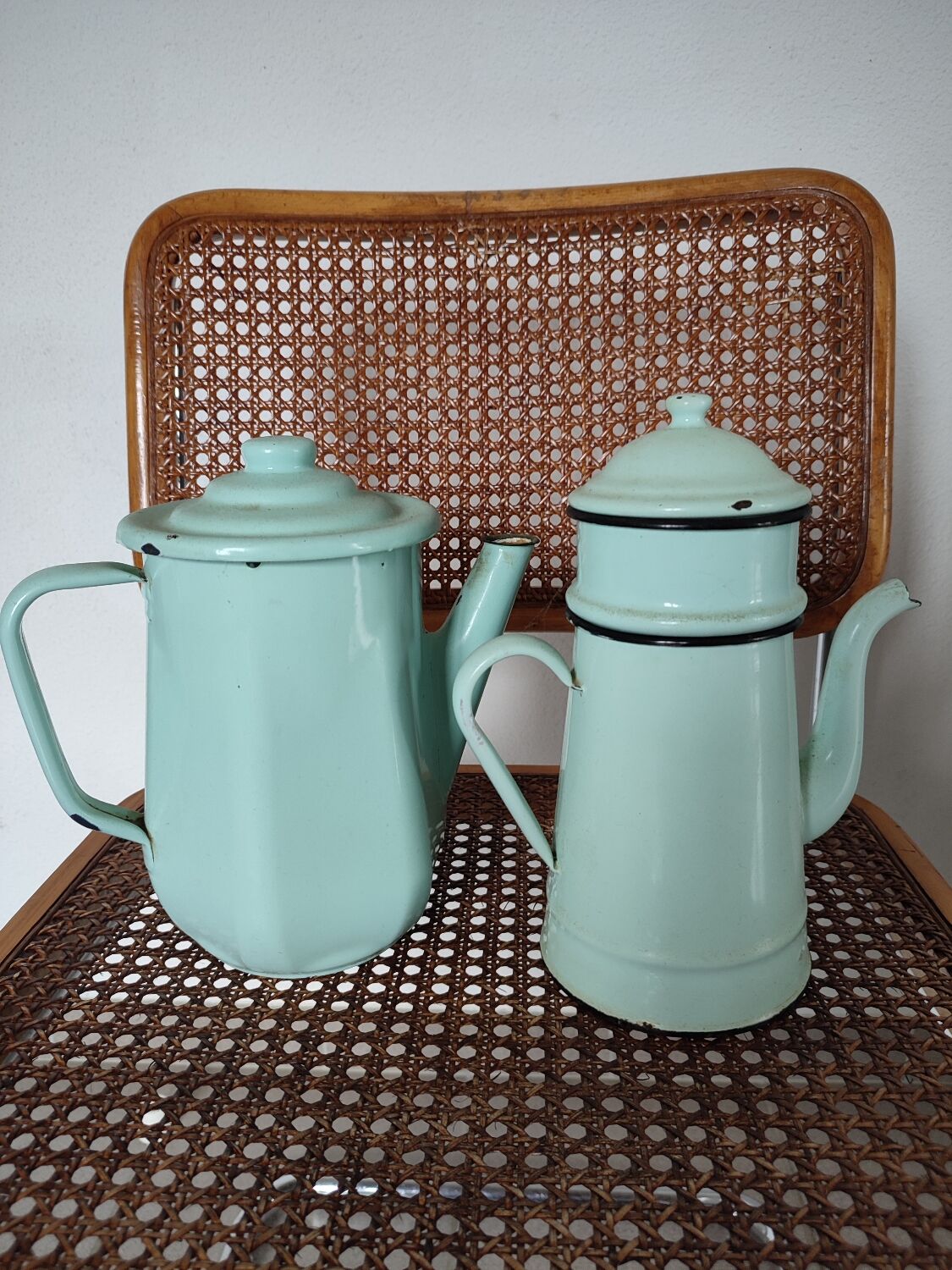 Vintage enamel coffee pots