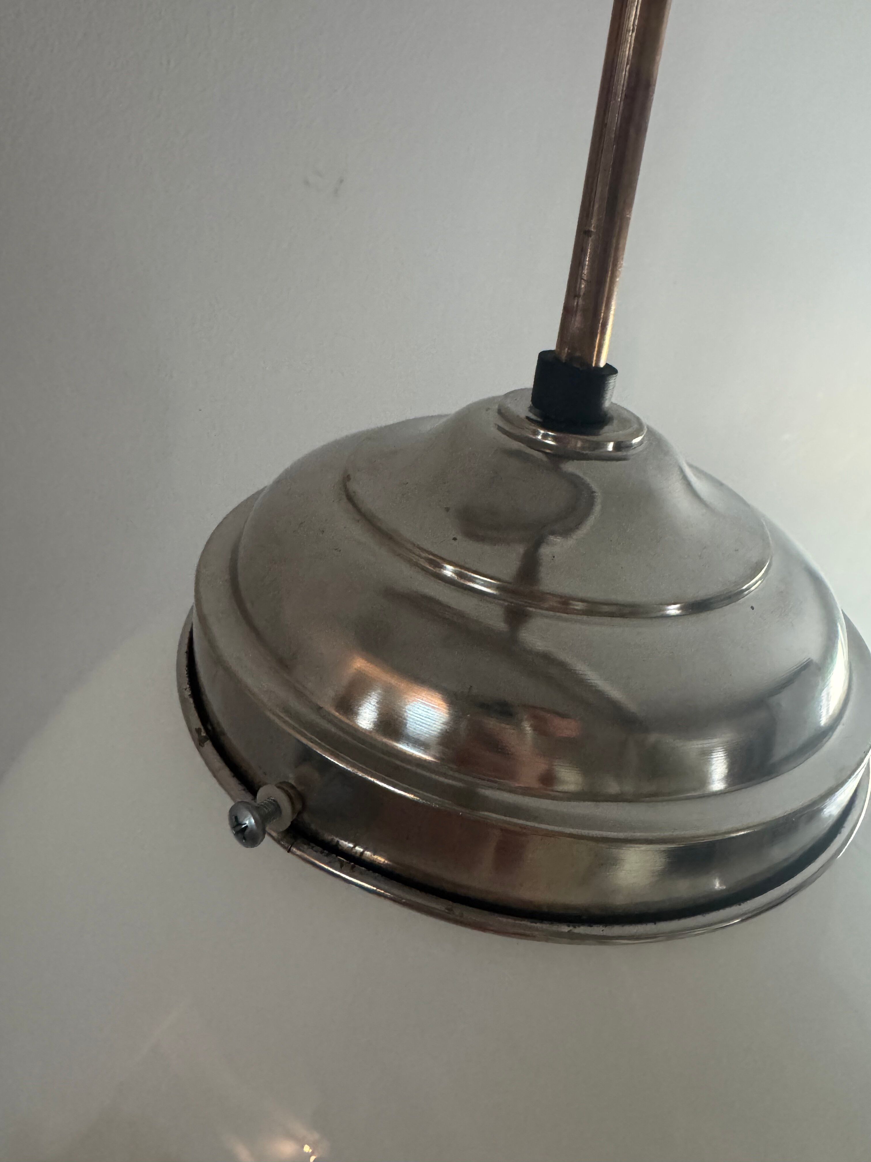 Vintage chrome opaline pendant light, 1970s-80s