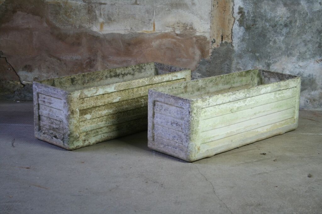 Pair of planters 60cm concrete fibro cement eternit Willy Ghul vintage 1950
