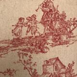 Coussin rectangulaire en toile de jouy rouge