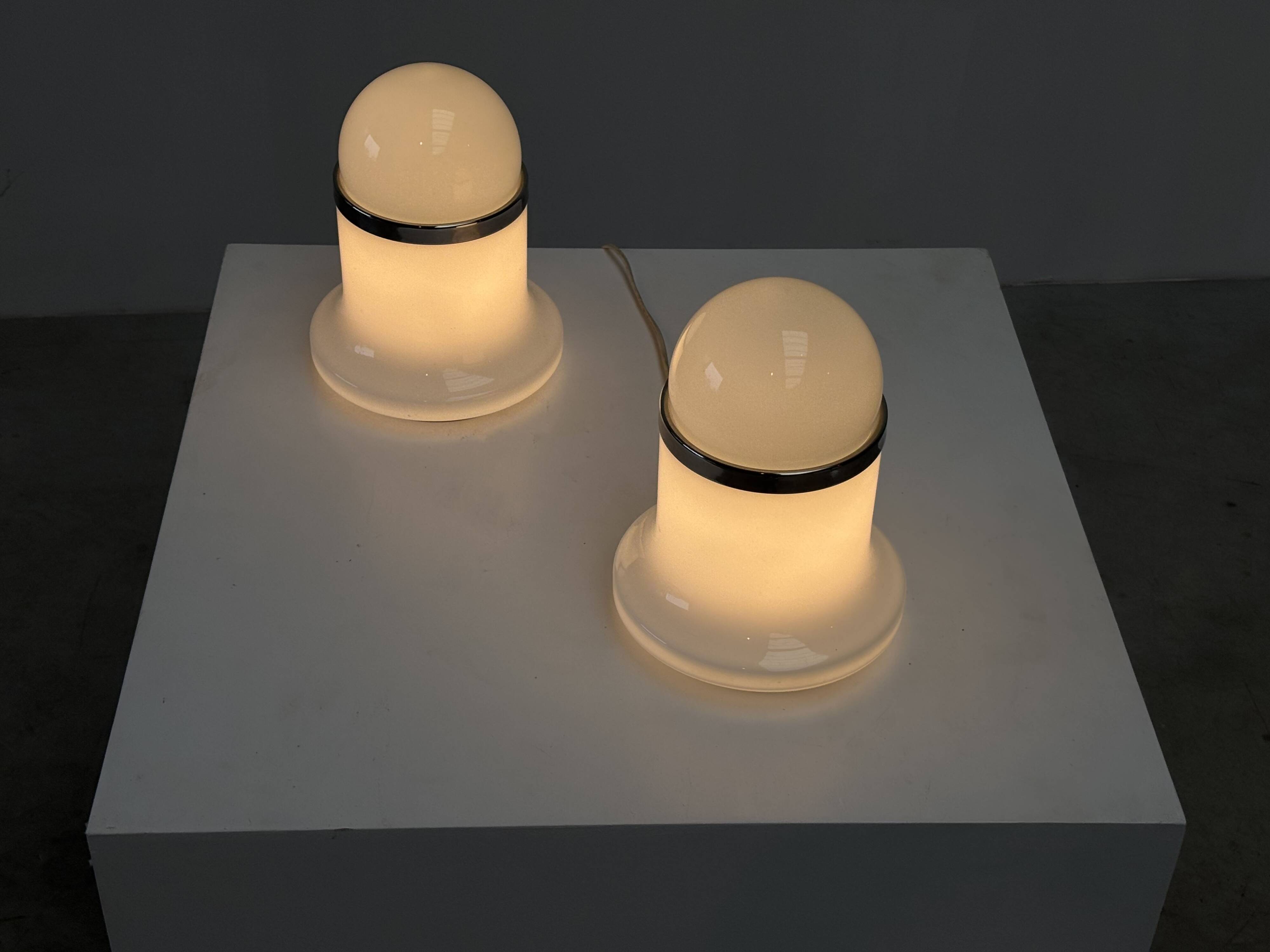 2 lampes de table en verre de Murano éditées par Reggiani