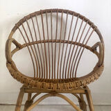 Fauteuil en rotin vintage 60's