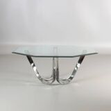Table basse verre et chrome de roger spunger pour dunbar 1960 us