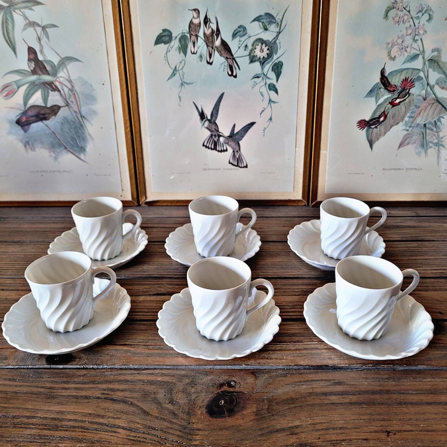 Haviland Torse Blanc porcelain, 12 cups and accessories. Limoges