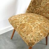 Bloemen stoel met bruin kunstleder vintage
