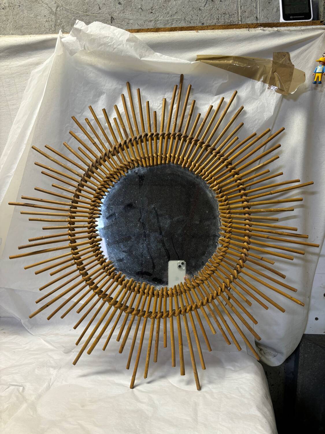 Vintage rattan mirror