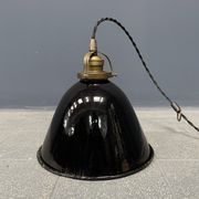 Small size black enamel hanging lamp with brass fixture