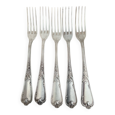 5 fourchettes métal argenté poinçon Ercuis