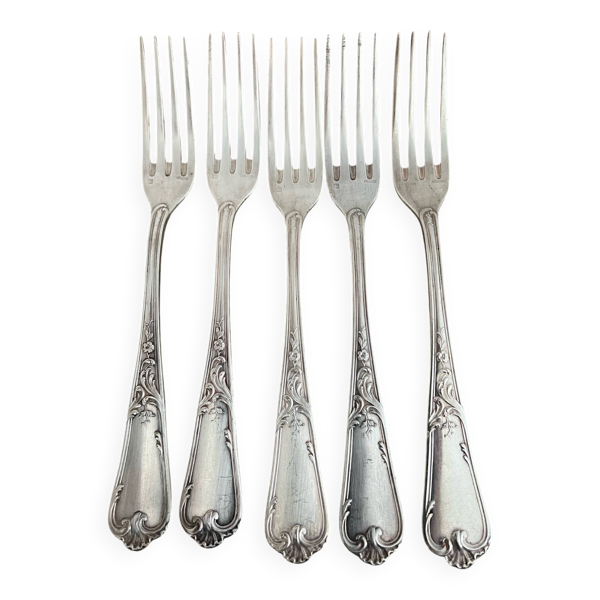 5 fourchettes métal argenté poinçon Ercuis