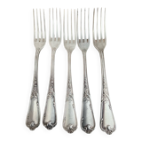 5 silver-plated metal forks with the Ercuis hallmark.