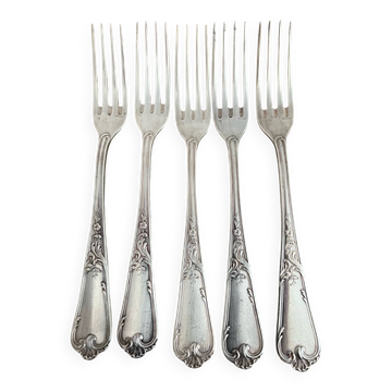 5 fourchettes métal argenté poinçon Ercuis