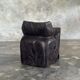 Stool, tabouret or low Japanese-style armchair in brutalist monoxyle radica.