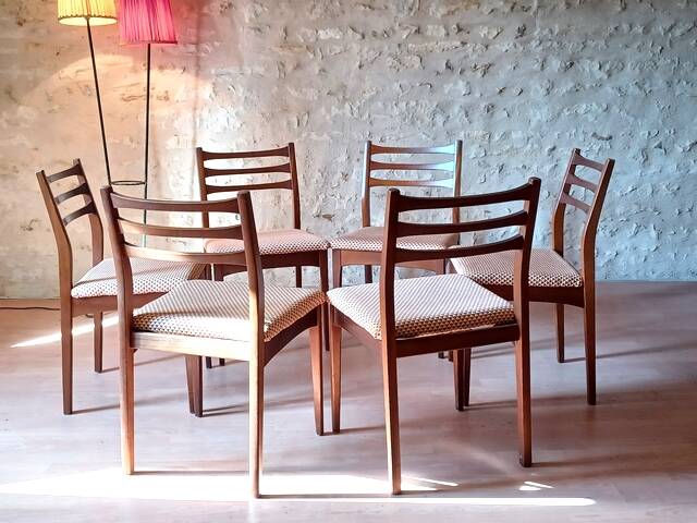 6 teak chairs from Meredew furniture, vintage Scandinavian, 1960s