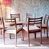 6 chaises teck de Meredew furniture vintage scandinave 1960