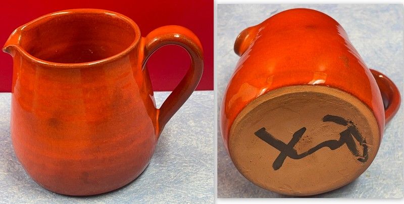 Details on Orange Tea (or Coffee) Service, Vintage 1970" Vallauris? signed B. Aoustin design