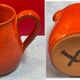 Details on Orange Tea (or Coffee) Service, Vintage 1970" Vallauris? signed B. Aoustin design