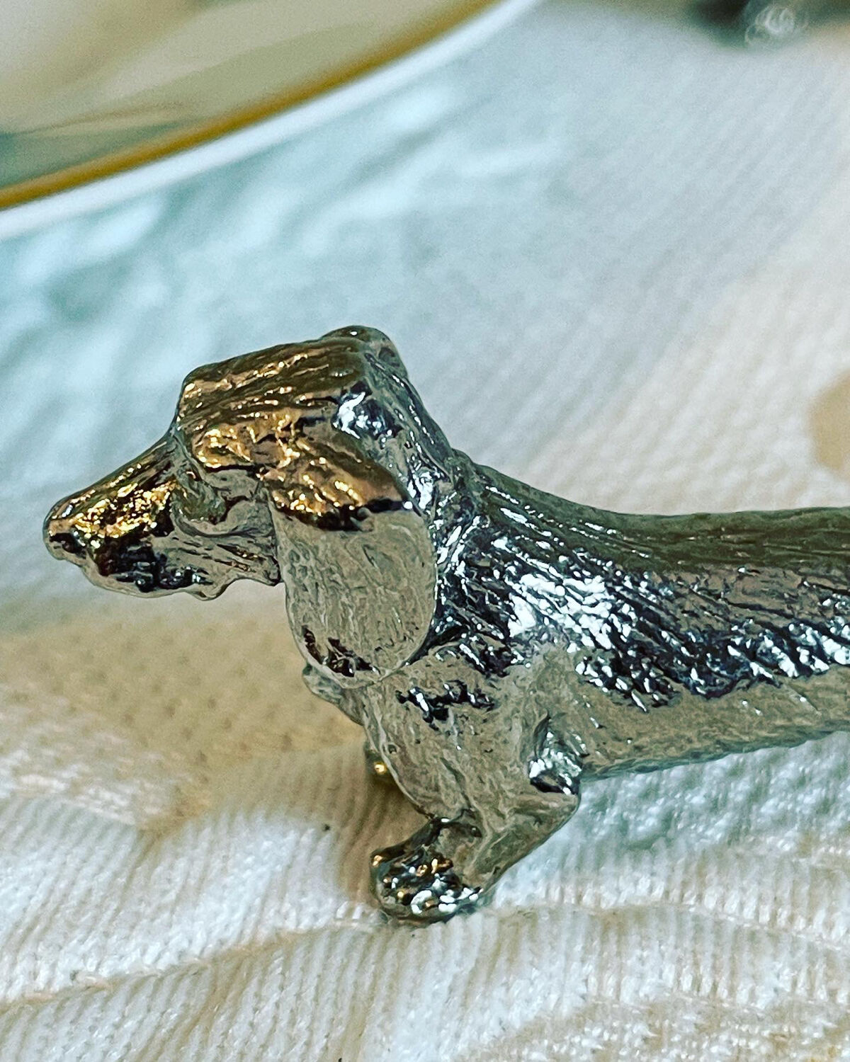 6 doors - vintage dachshund silver metal knife 70