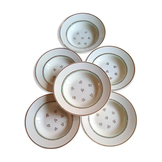 Set of 6 hollow plates old faience of Gien