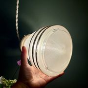 Suspension globe antique Art Deco in frosted white and gold glass.