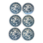 6 antique Blue Willow dessert plates