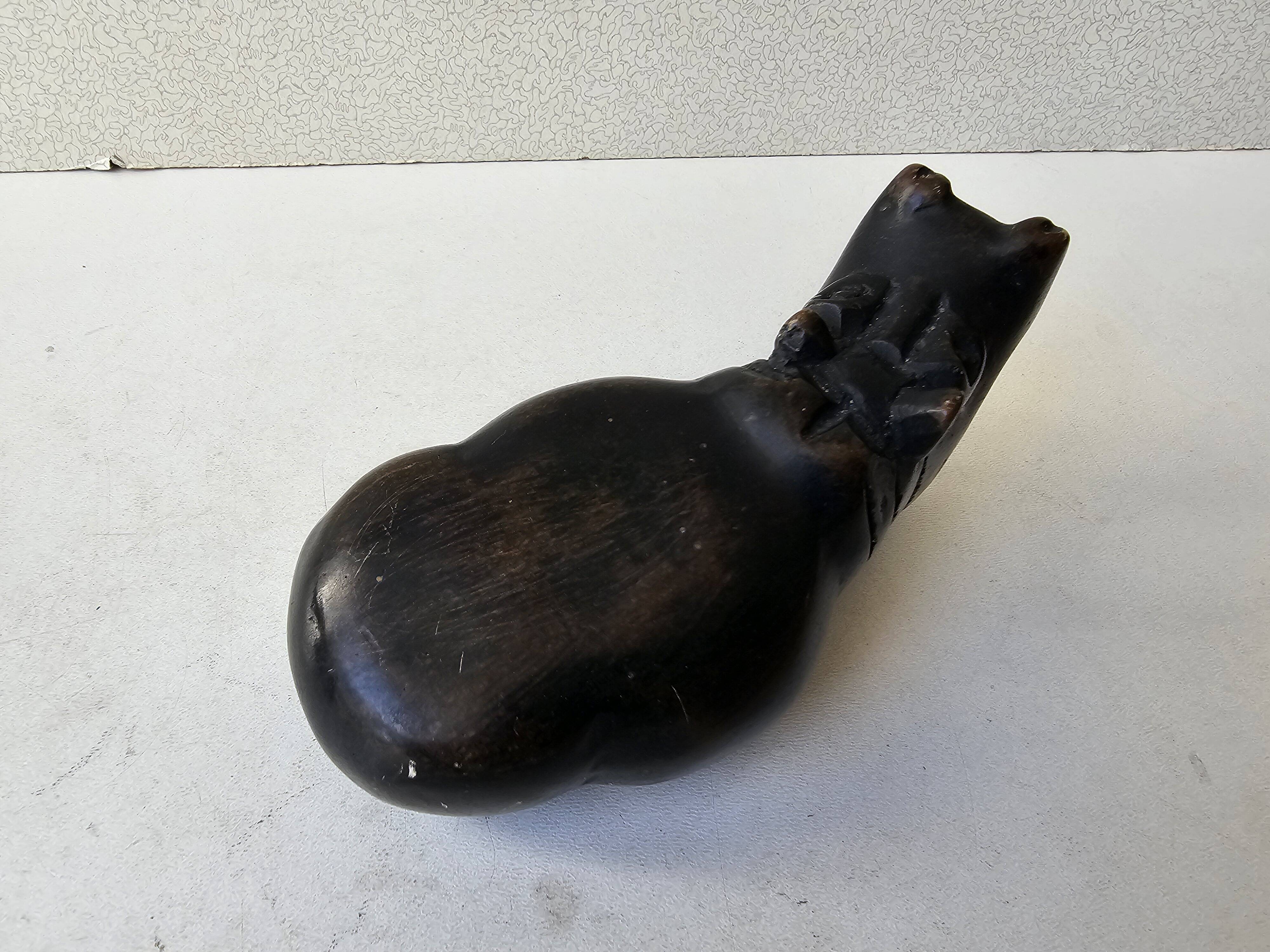 Paperweight Sculpture zoomorphic statuette in stone hippopotamus mouth or