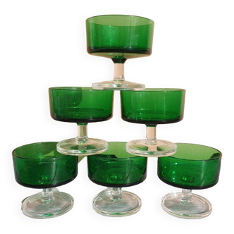 Luminarc green Champagne glasses