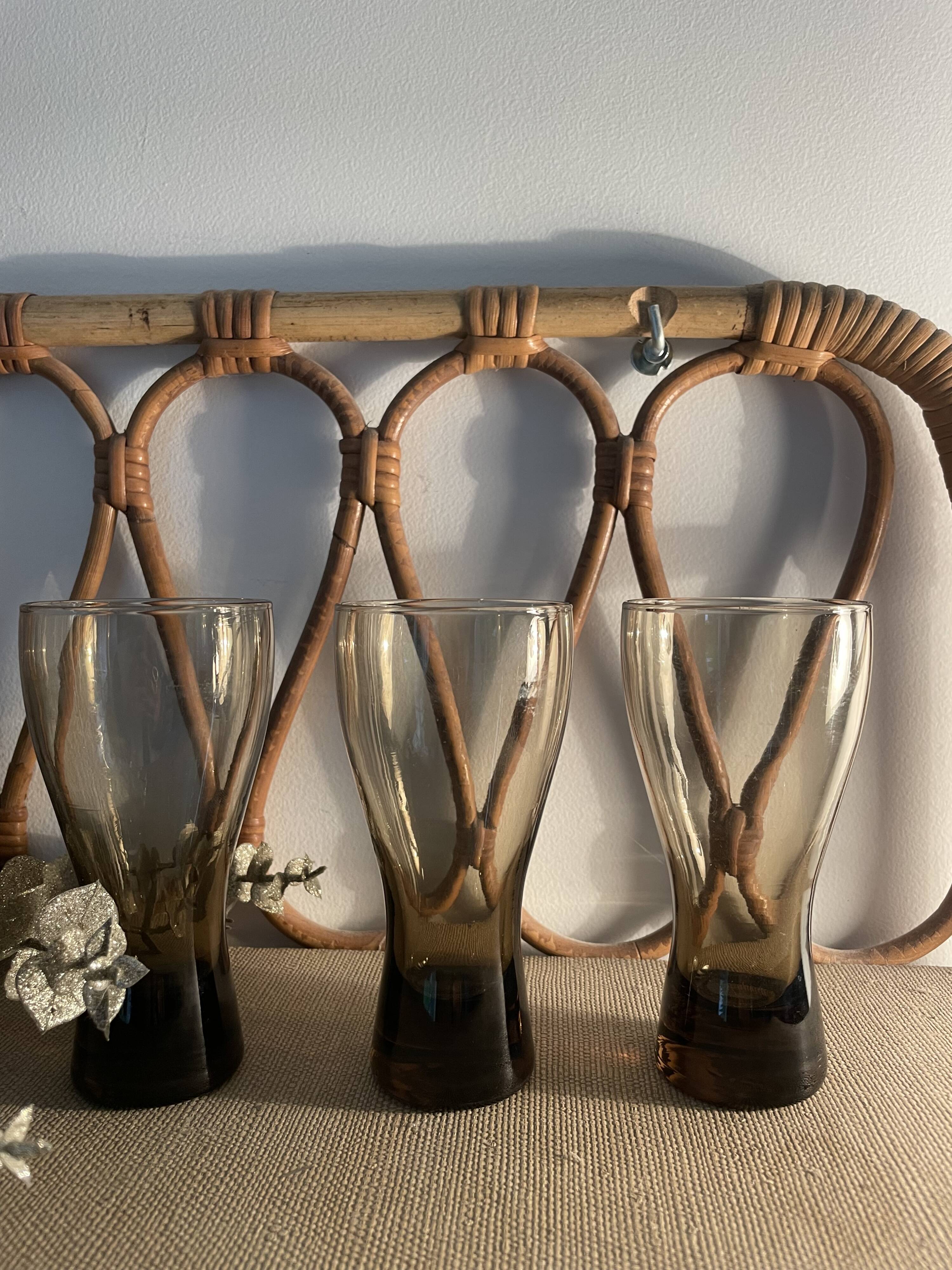 3 Luminarc smoked glass orangeade glasses