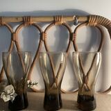 3 Luminarc smoked glass orangeade glasses