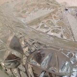 Structured glass round ceiling lamp vintage 60s-70s