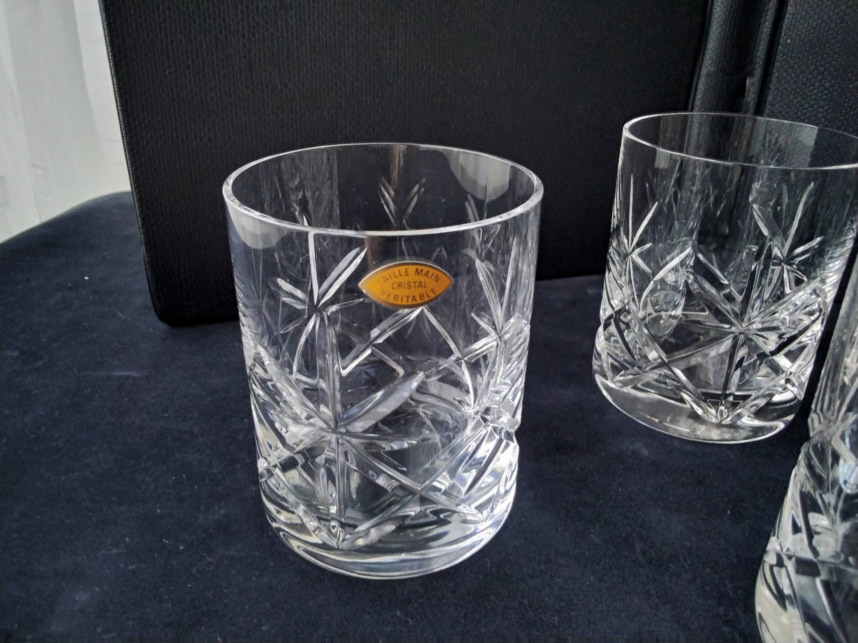 Set of 6 hand-cut crystal whisky glasses