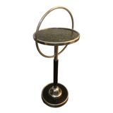 Pedestal table with handle in chrome metal and black wood - Czechoslovak work, 1950: