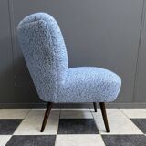 Blue wool cocktail chair 1960s