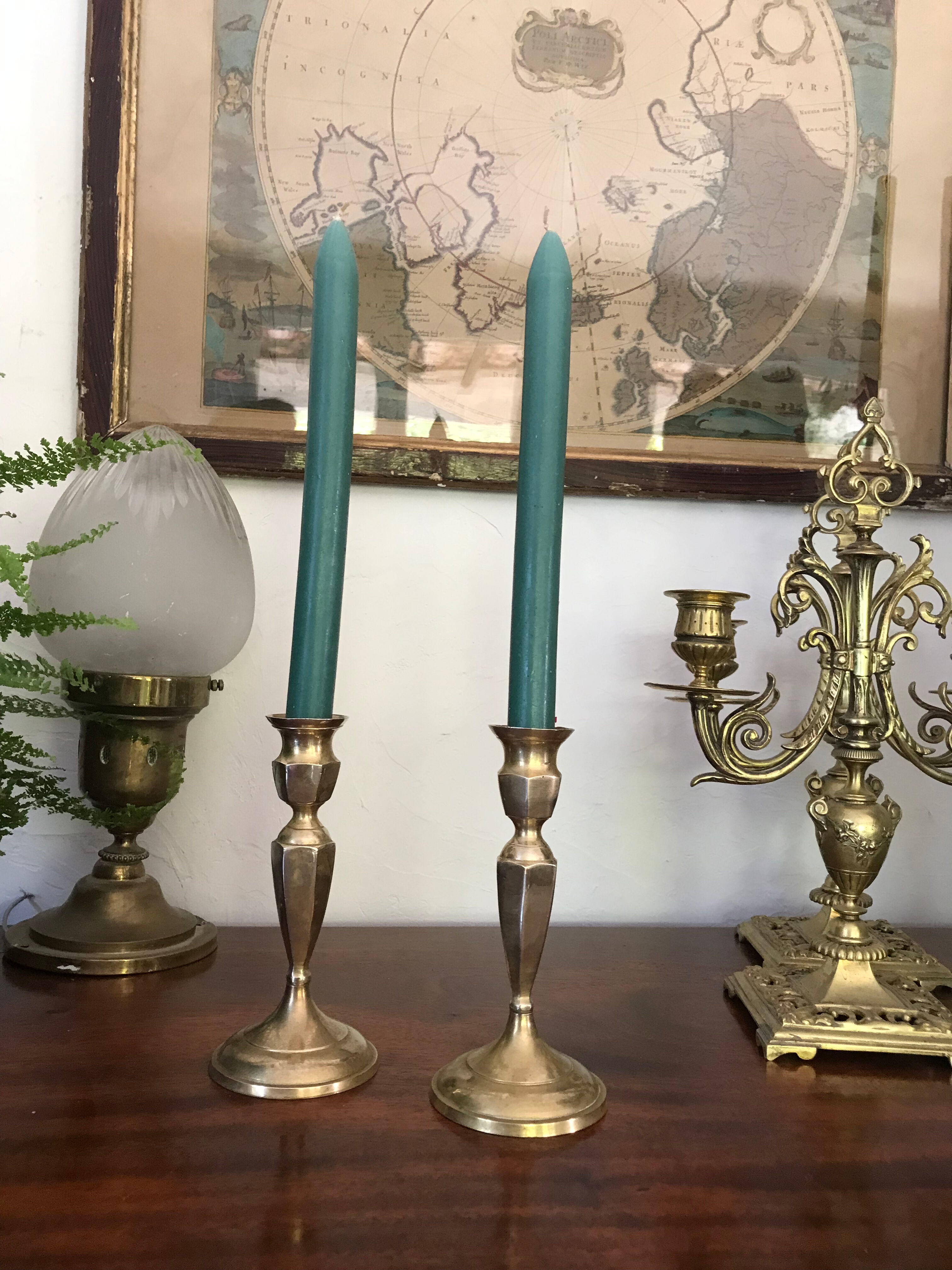 Pair of brass candle holders