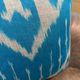 Vintage Silk Ikat Square Cushion Cover, Sky Blue White Arch Medallion 16x16