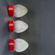 Set of 3 Italian red glass wall sconce lamps