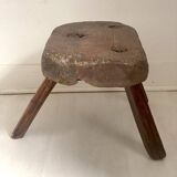 Brutalist Tripod Foot Stool Solid Wood