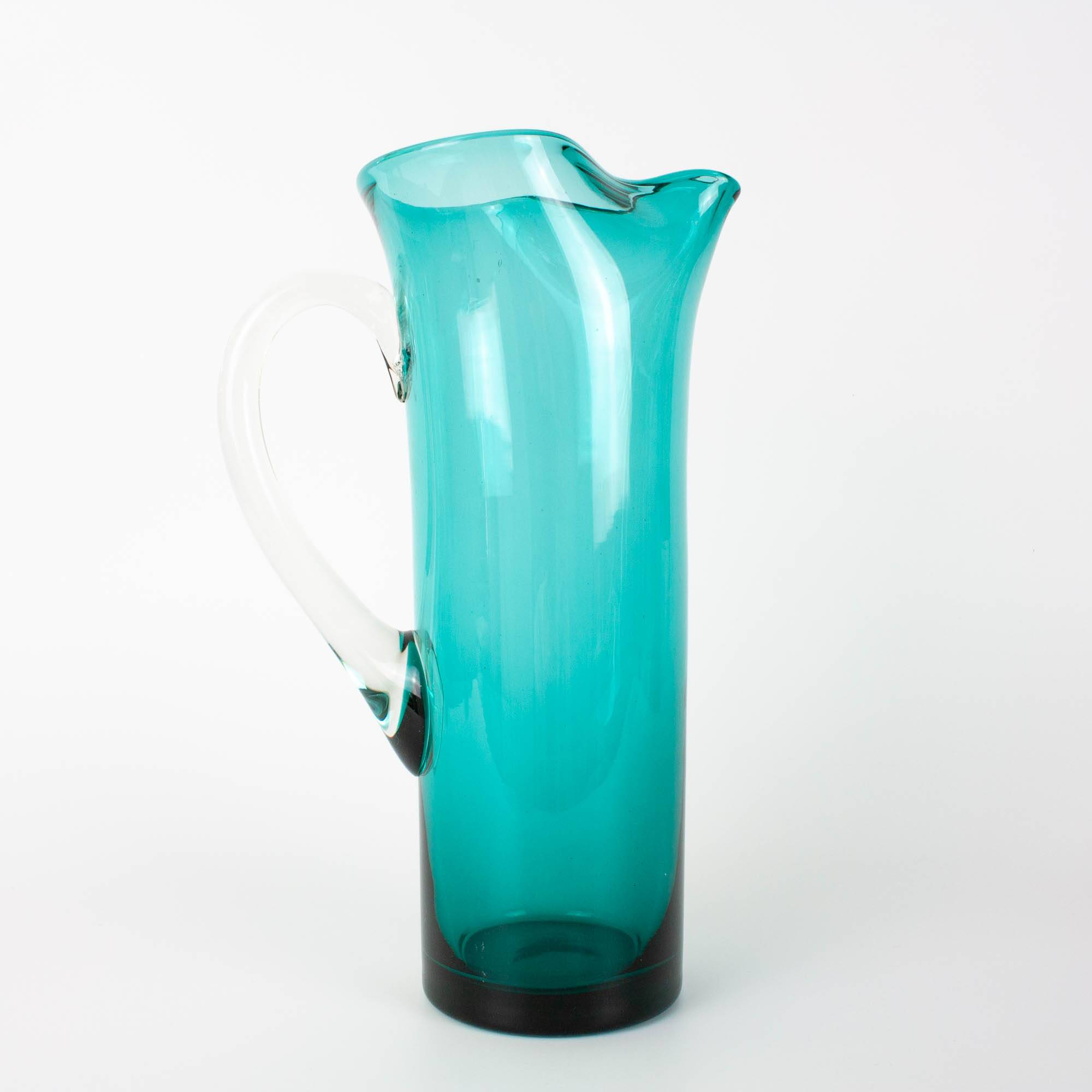 1960s Portuguese Turquoise Glass Jug
